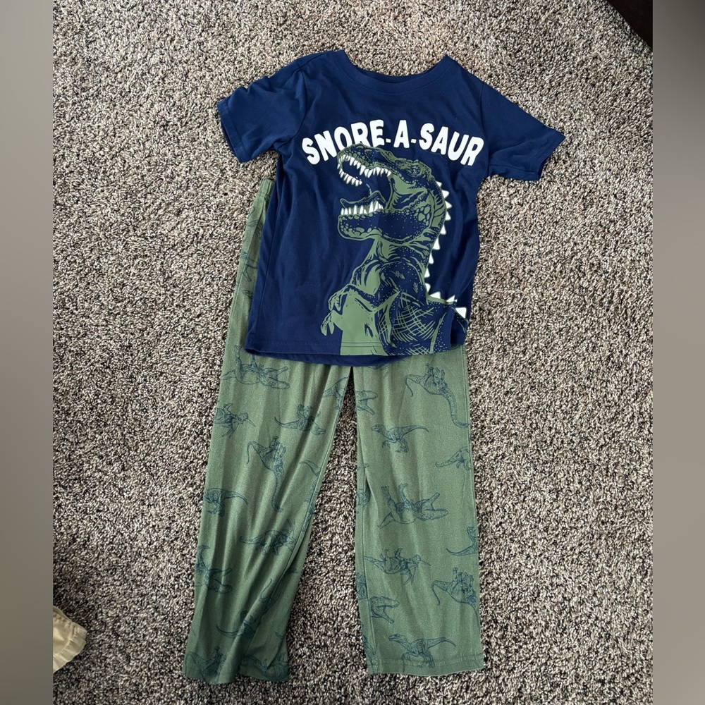 Carter's Snore-a-Saur Pajama Set - Navy and Olive